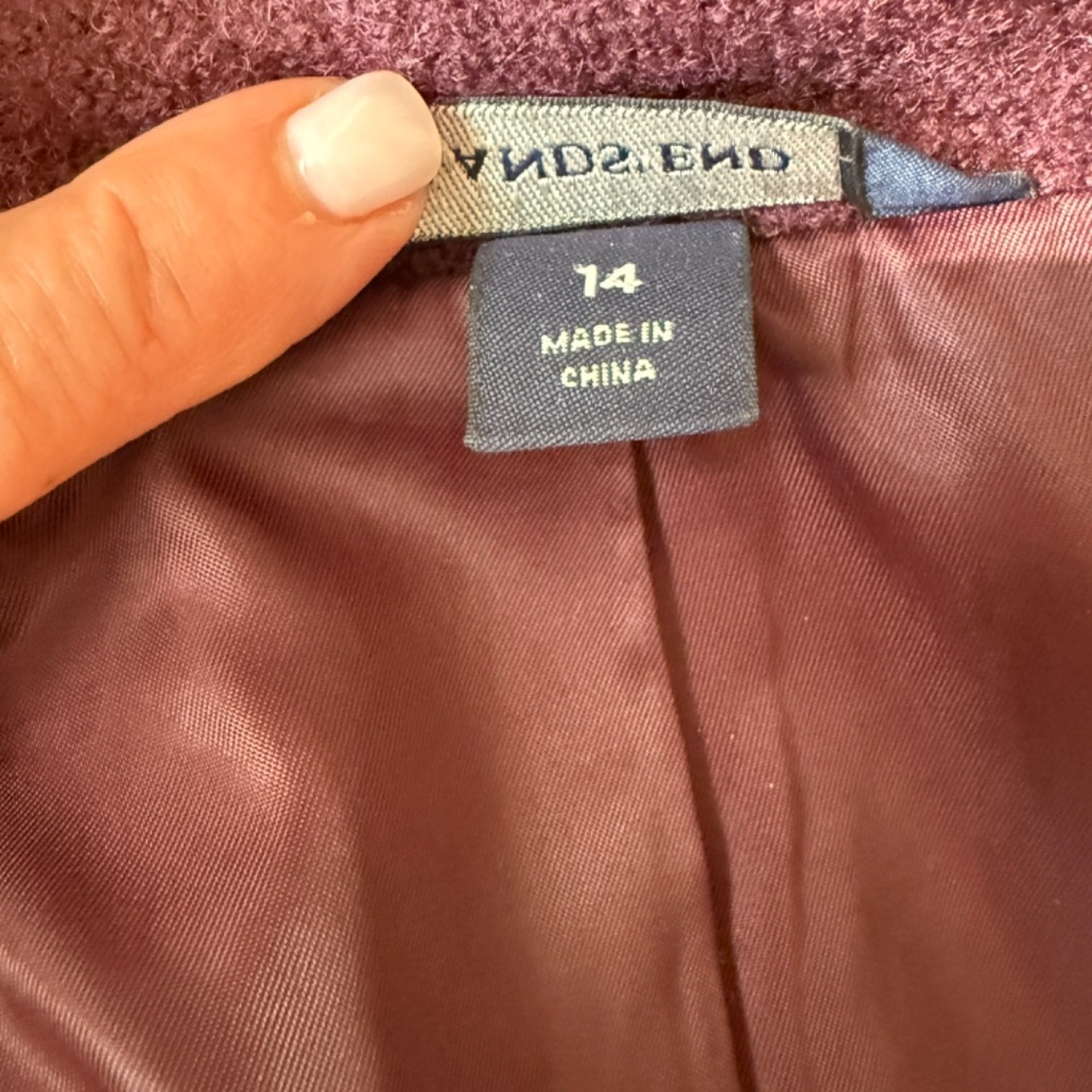 Lands End Women's Boiled Wool Blend Coat in Aged Wine Size 14 - Picture 11 of 13